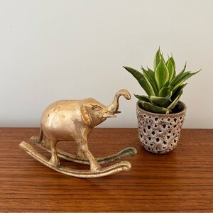 Vintage Solid Brass Rocking Elephant